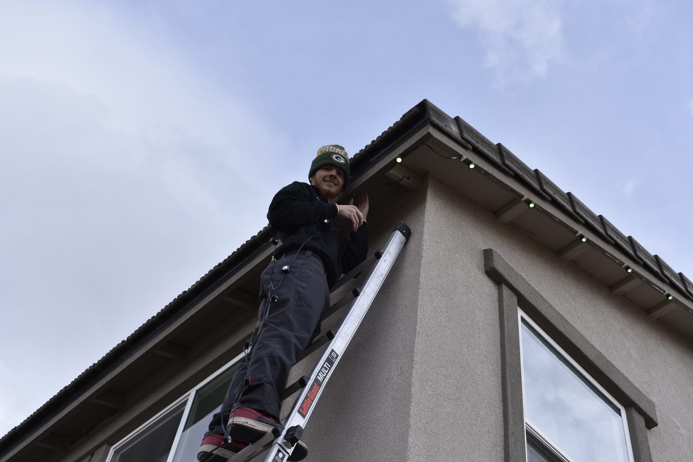 RNKS Services Christmas light installation on commercial Chick-fil-A storefront in Reno NV